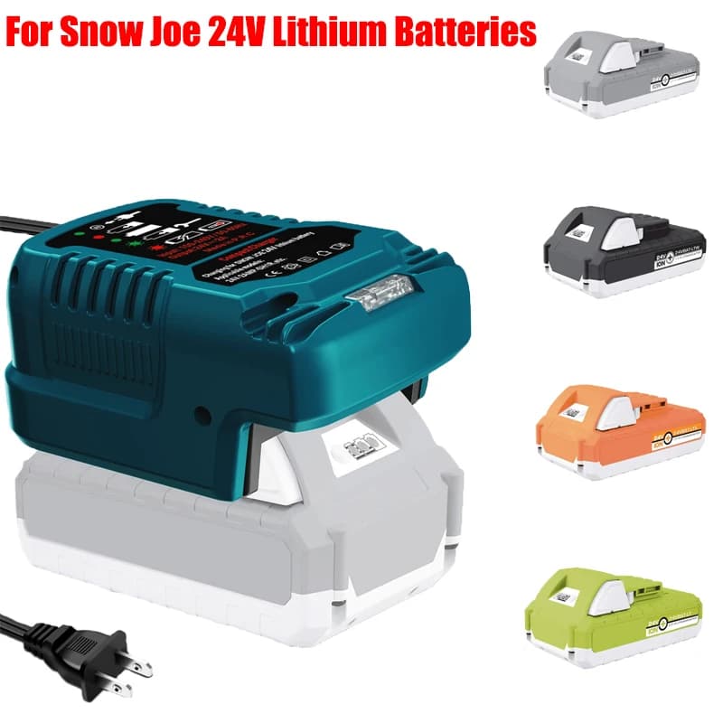 Mini caricabatterie rapido portatile compatibile per batterie al litio Kobalt/Greenworks/Snow Joe 24V Caricabatteria per utensili elettrici Spina americana