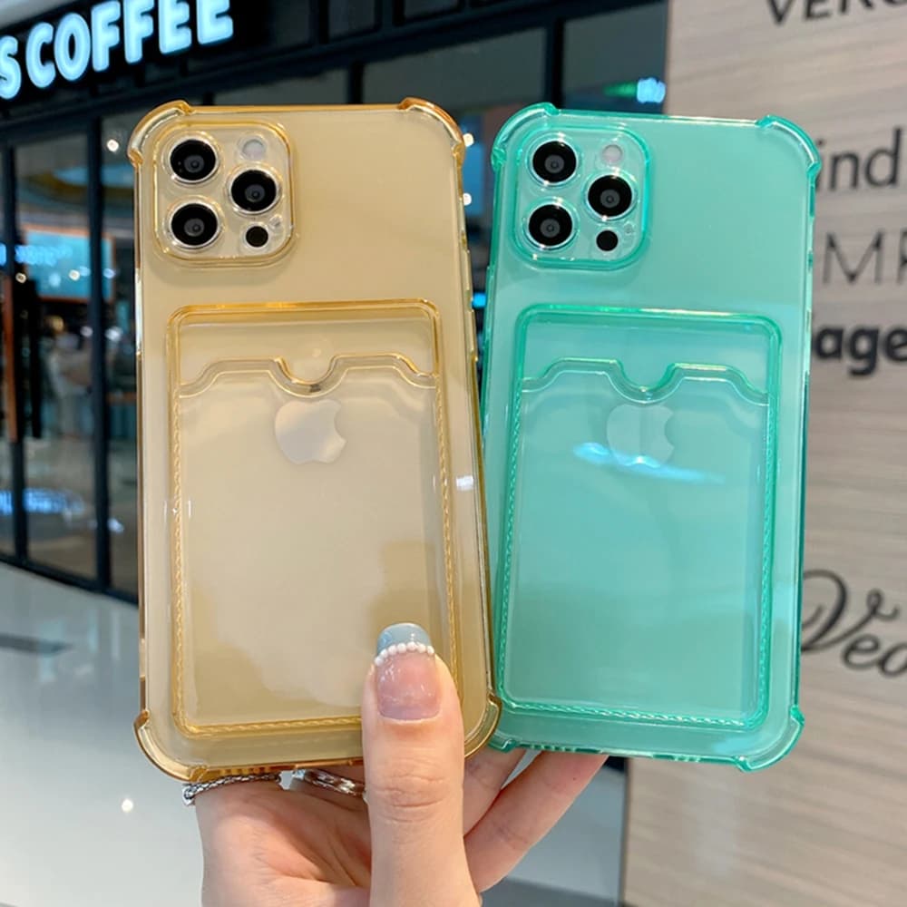 Porta carte Custodia trasparente per telefono per Xiaomi Redmi Note 10 Pro 10S 9 9A 9C Mi POCO X3 Pro NFC angoli morbidi copertura paraurti