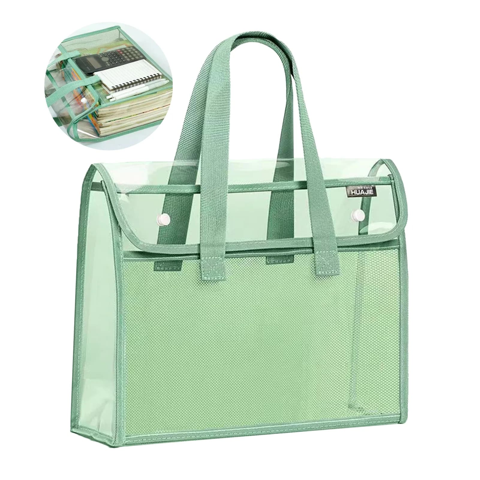 Cartella portatile impermeabile trasparente portatile di grande capacità, tasca autoadesiva per file contiene forniture per ufficio borsa tutorial