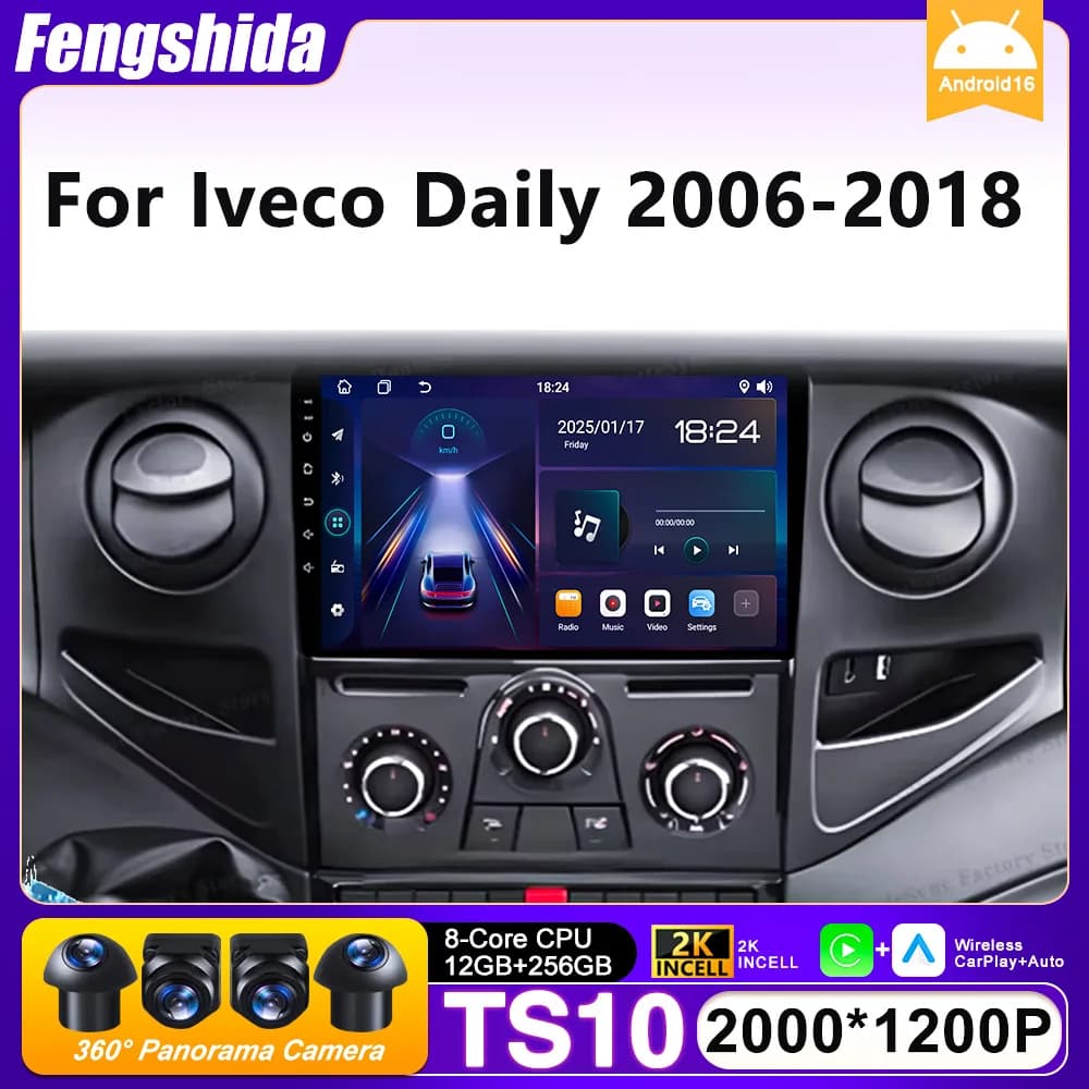 Car Radio Carplay For Iveco Daily 2006-2018 Navigation Video GPS Android Auto 2K Android 16 Screen Video Display 5G 4G No 2din
