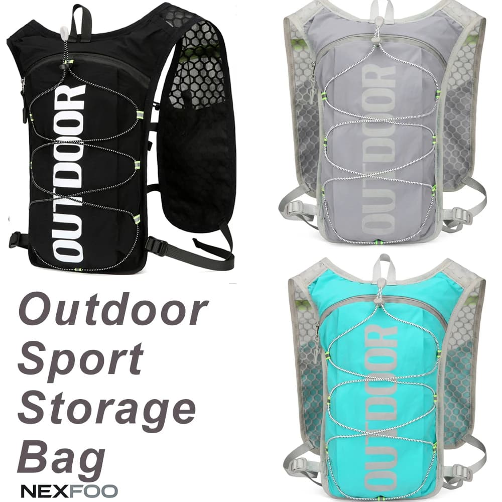 Unisex Running Backpack Multi-Purpose Nylon Hydration Pack Safety Reflective Water Bladder Set for Hiking Cycling Outdoor Sports