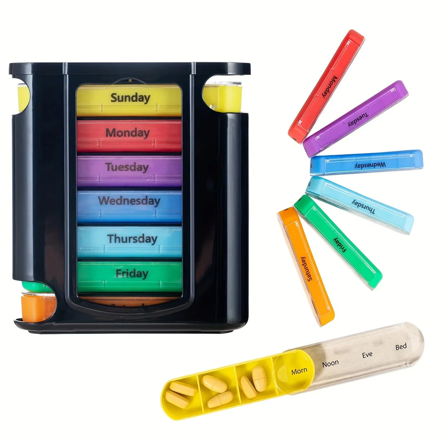 7-day AM/PM pills: compact medicine dispenser suitable for travel for vitamins and supplements, easy to use
