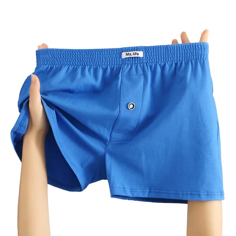 Intimo da uomo: Boxer ampi e traspiranti in cotone tinta unita, pantaloncini da casa morbidi, pigiami e slip da uomo