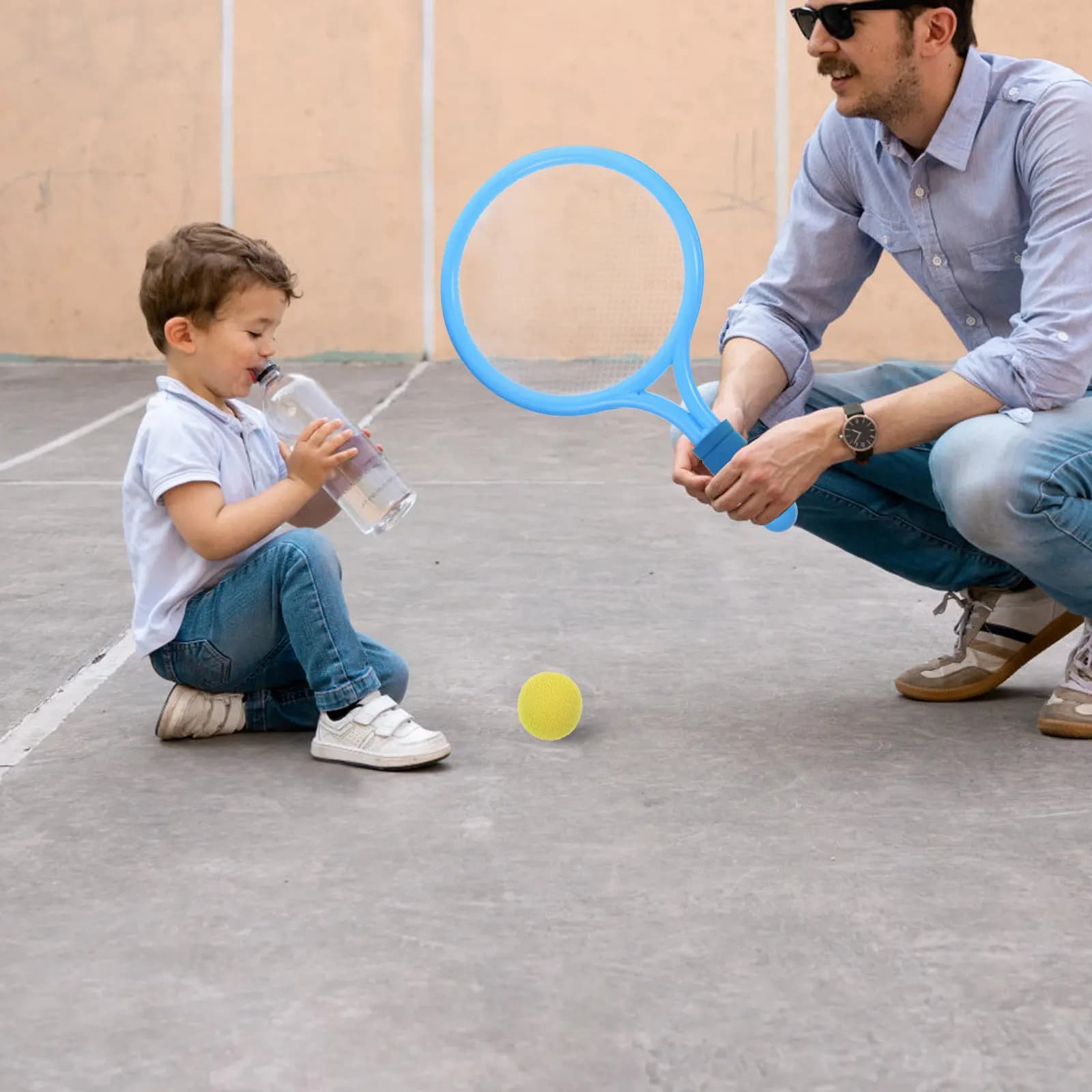 2Pcs Kids Tennis Rackets Lightweight Blue Children's Outdoor Indoor Sports Set Large Hitting Area Improve Coordination Parent