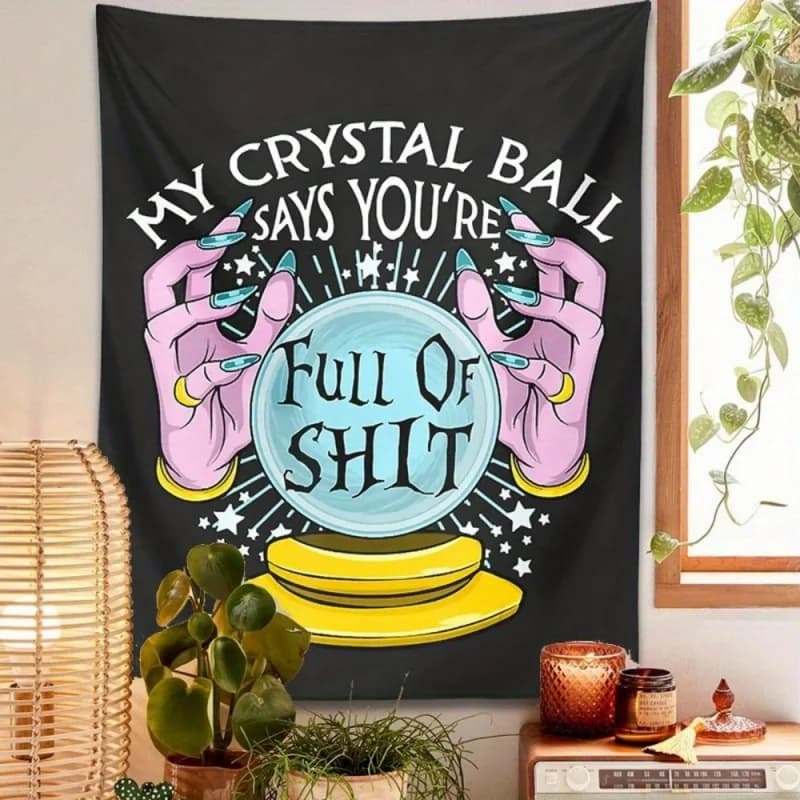 VIKAMA Tappeto con design a sfera di cristallo per divinazione, tema stregoneria e magia, per soggiorno, camera da letto e decorazioni per la casa con carte dei tarocchi