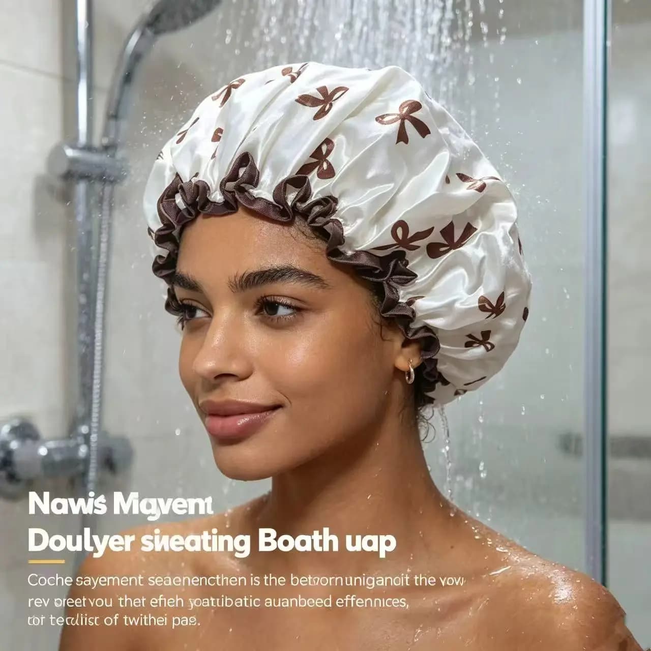 Bow-tie Waterproof Bath Cap for Women, Designed to Keep Hair Dry and Secure While Taking a Shower.