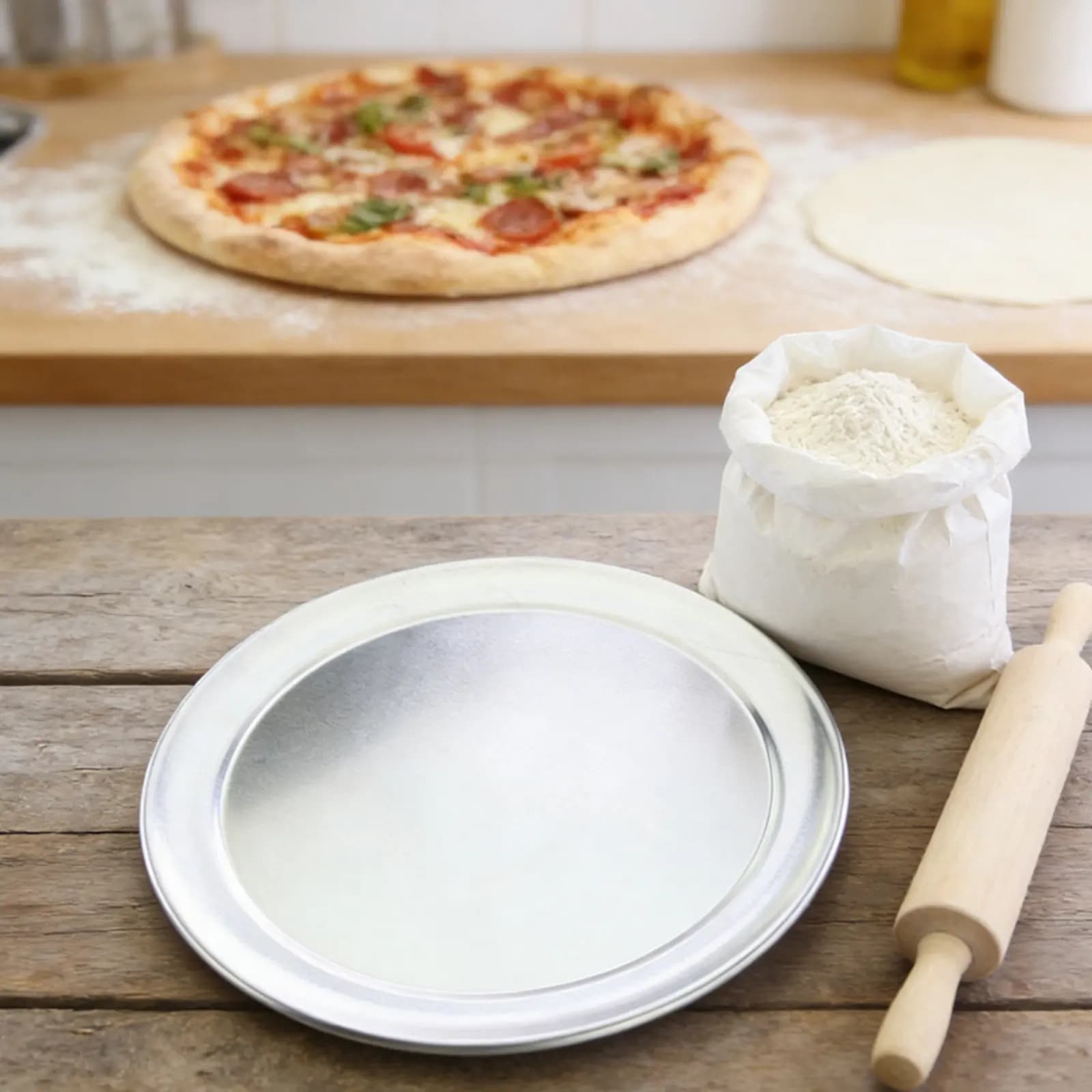 Teglia per Pizza Multifunzione in Alluminio da 18 Pollici, Piatto da Forno Rotondo Resistente all'Usura, Accessorio per Cottura Domestica