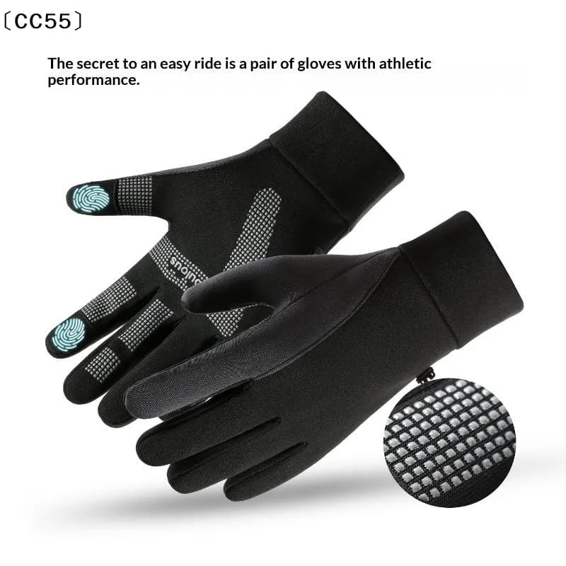 maveraCC55 Mitragli da ciclismo autunno inverno Palestra Fitness Sport Corsa Touch Screen caldo Guanti antiscivolo Guanti da moto Uomo Nero