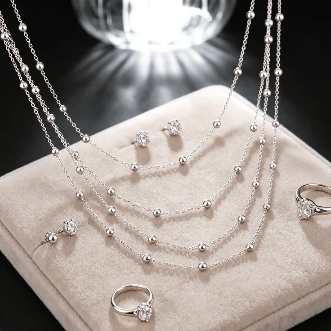 Nuova Collana Originale in Argento Sterling 925 con Nappa e Perle Lisce per Donne, Gioielli di Lusso per Feste e Matrimoni