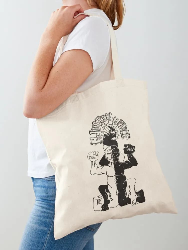 Borsa tote No Justice No Peace, borsa in tessuto da donna, borse riutilizzabili, borsa pieghevole da supermercato