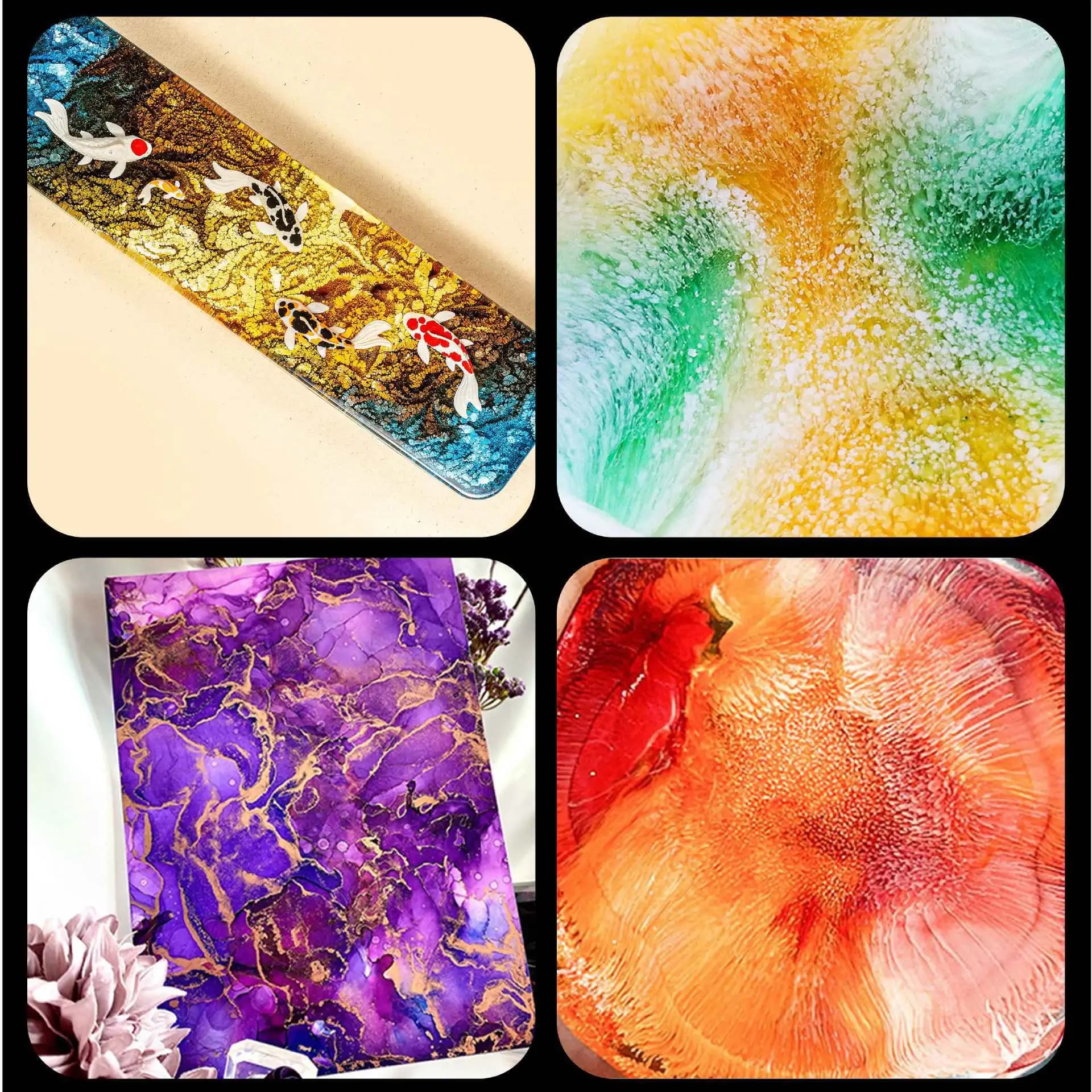 Colorante in Resina a 24 Colori per Epossidica – Inchiostro Alcolico per Fluid Art, Diffusione e Miscelazione 3D, Colorante Fai-da-te per Cristallo Glaze e Resina UV