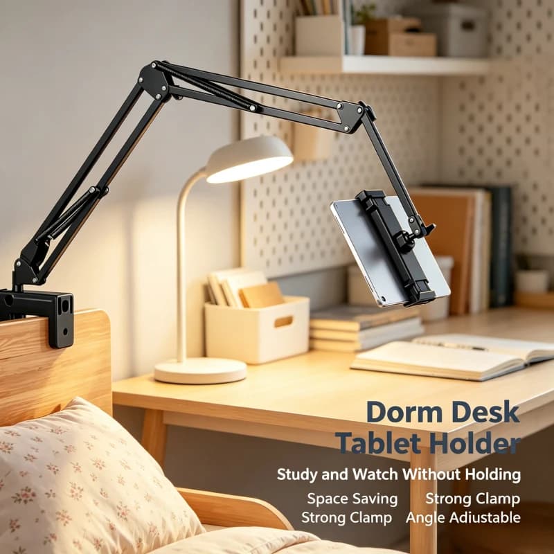 Sturdy Aluminum Alloy Tablet Mount 360 Degree Rotatable Adjustable Arm Stand Fit 4-11 Inch iPad Android Bed Desk Leisure Use