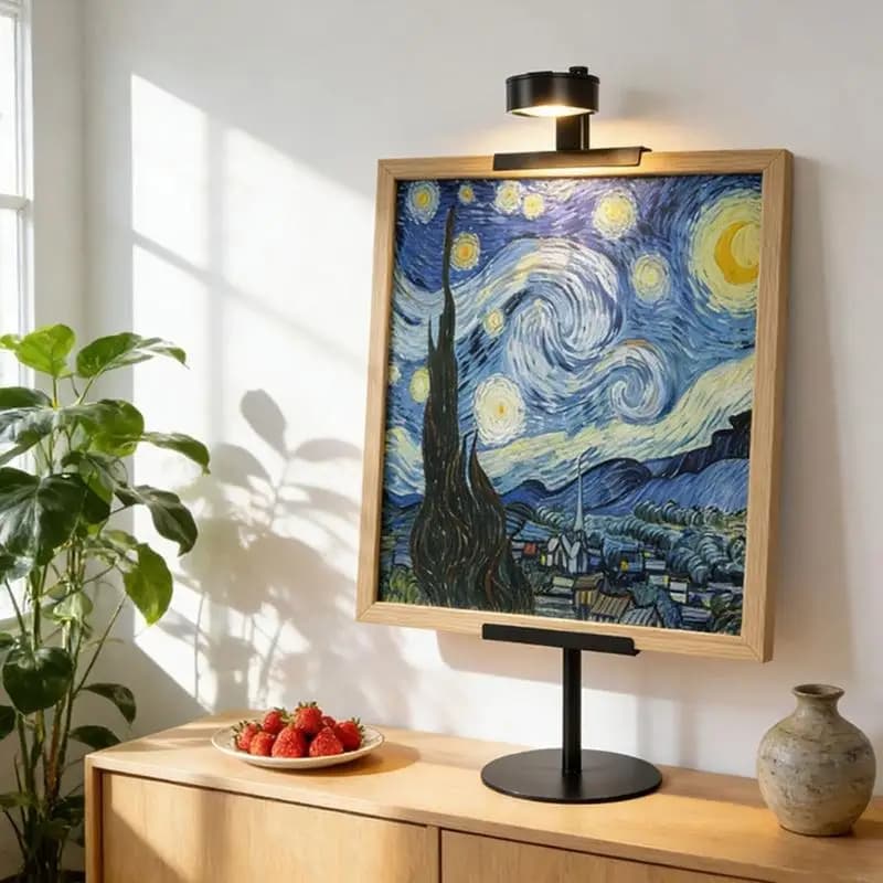 Support for table frame Metal stand with magnetic light to display photos, canvas paintings and