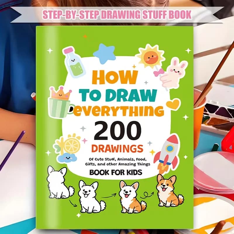 Drawing Book for Kids - 200+ Step-by-Step Art & Education Coloring Book, How To Draw Learning Painting Supplies Textbook