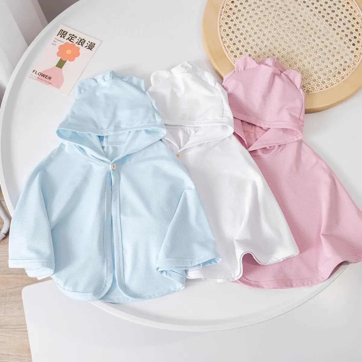 Baby Hooded Sun Protection Coat Summer Thin Kids Cape Cloak UV Protection Skin Clothes Air Conditioning Cardigan Outerwear