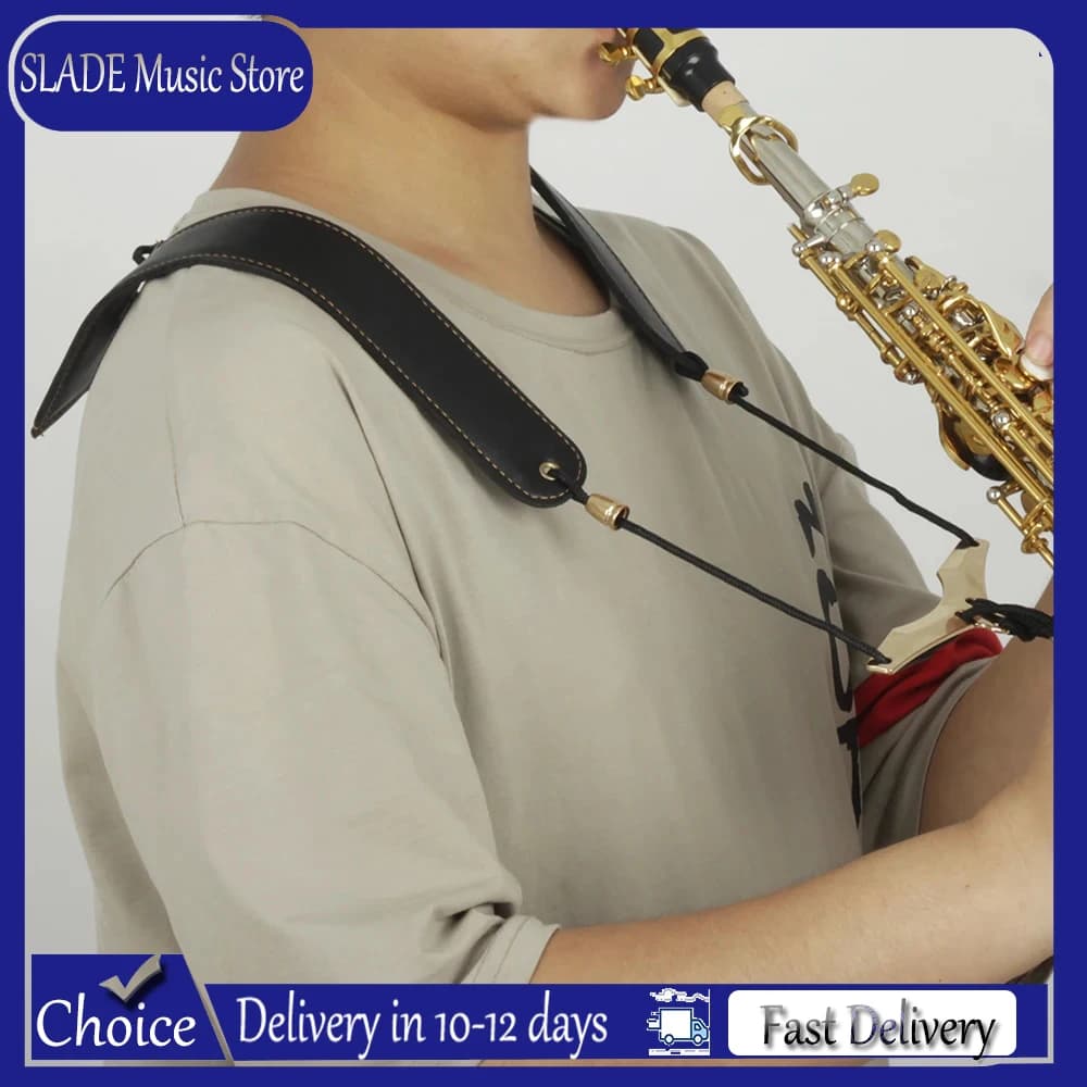 Saxophone Leather Strap Adjustable Dual-shoulder Strap Belt With Metal Hook Alto/Tenor/Soprano Saxophone Instrument Accessories