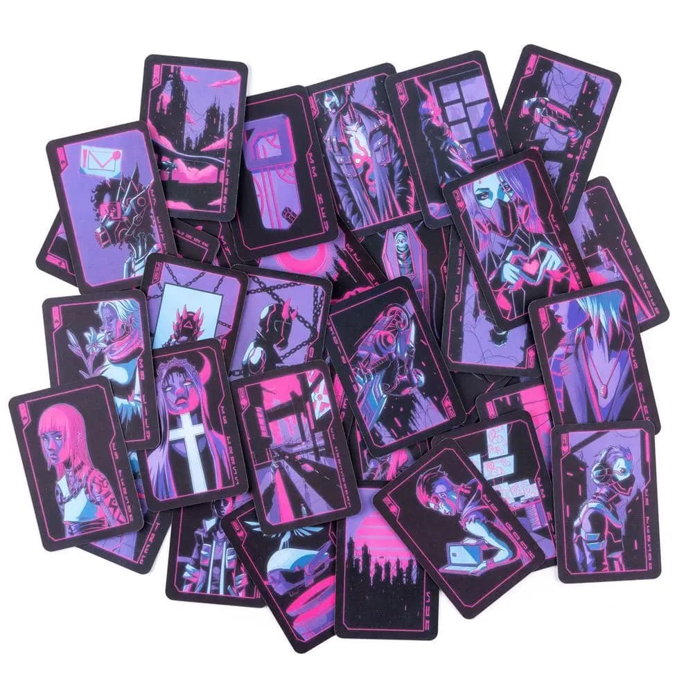 Set di 36 Carte Sci-Fi per Divinazione 9*6cm, Mazzo Lenormand Luna Neon, Carte Oracolo Cyberpunk per Mistici Moderni