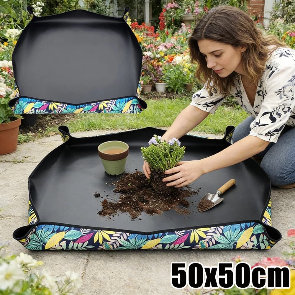 Tappetino per Ripotting e Controllo dello Sporco, in Tessuto Oxford Impermeabile, Pieghevole, Portatile per Giardinaggio Interno