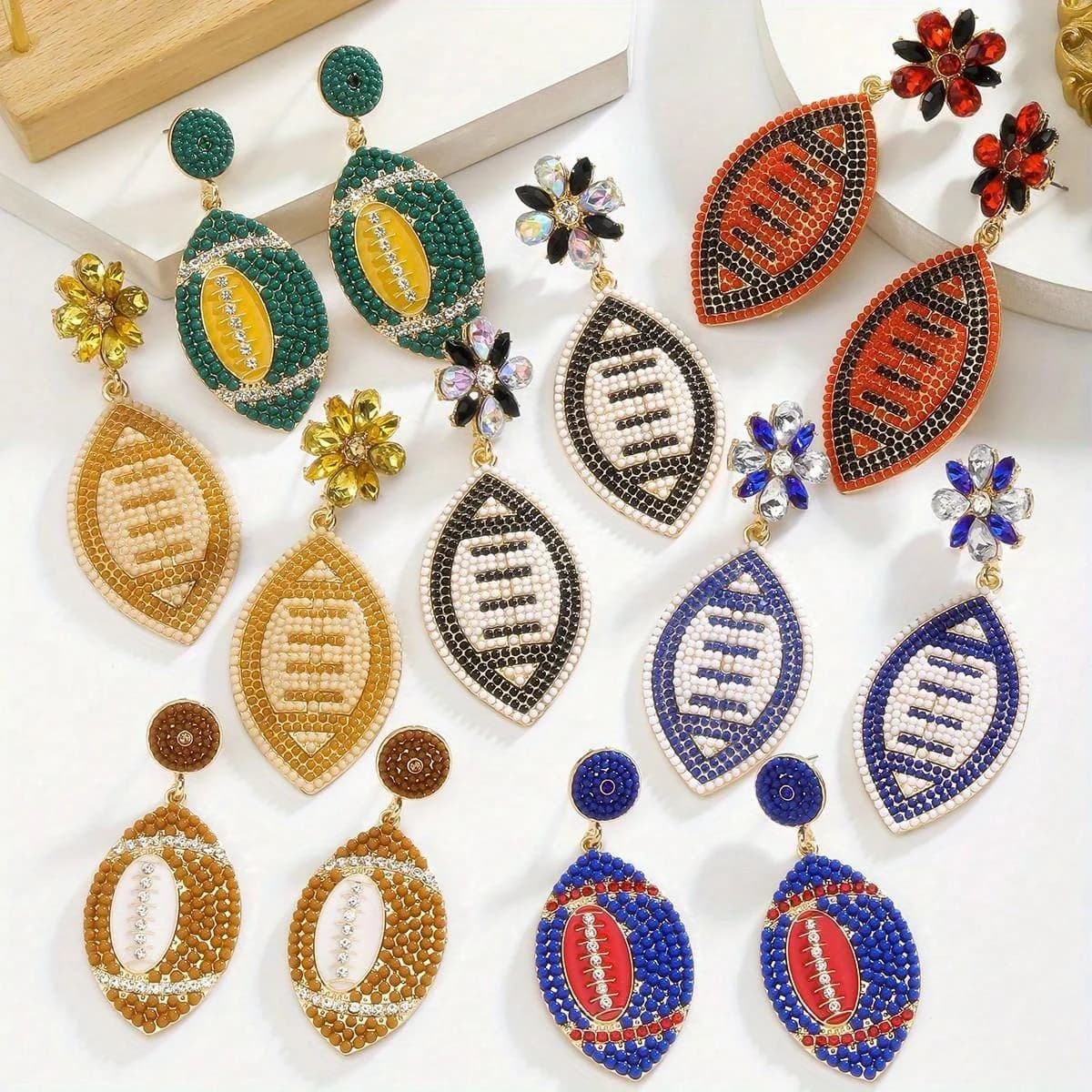 1 Pair of Bohemian Baseball-shaped Earrings for Women, Commemorative Gifts for Sports Parties and Everyday Holidays