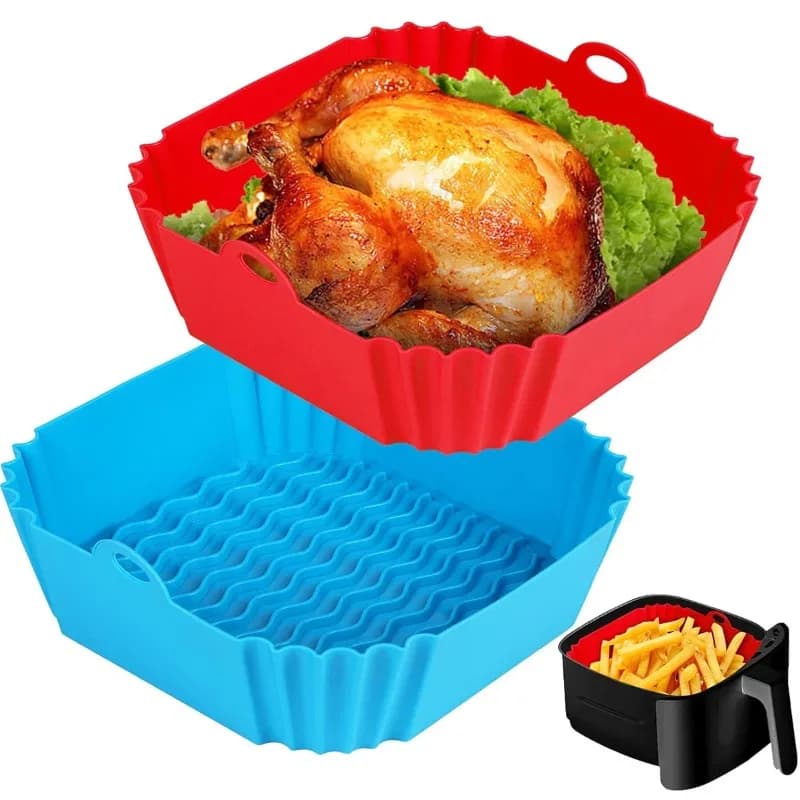 Rivestimenti in Silicone Riutilizzabili per Friggitrice ad Aria, Cestello Antiaderente, Accessori da Cucina, Teglia per Pizza, Accessori per Forno