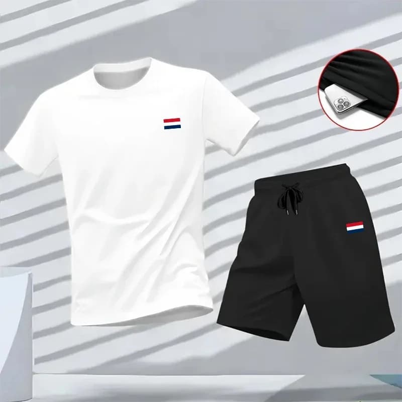 Tuta Estiva da Uomo Best-Seller, Completo Casual per Sport all'Aperto, Abbigliamento da Jogging, T-shirt e Pantaloncini, Set 2 Pezzi per Uso Quotidiano