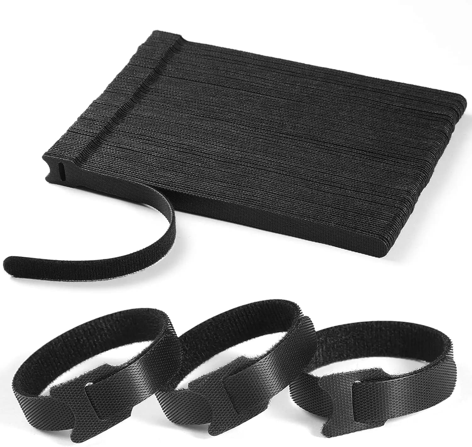 100PCS 8" Reusable Cable Ties - Adjustable Cord Wraps, Hook & Loop Organizer