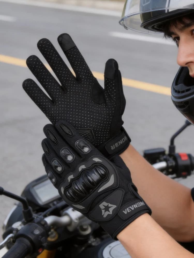 VEMAR Breathable Summer Motorcycle Gloves Full Finger Touchscreen Anti-Slip ATV MTB Riding Gear Gloves for Men Women