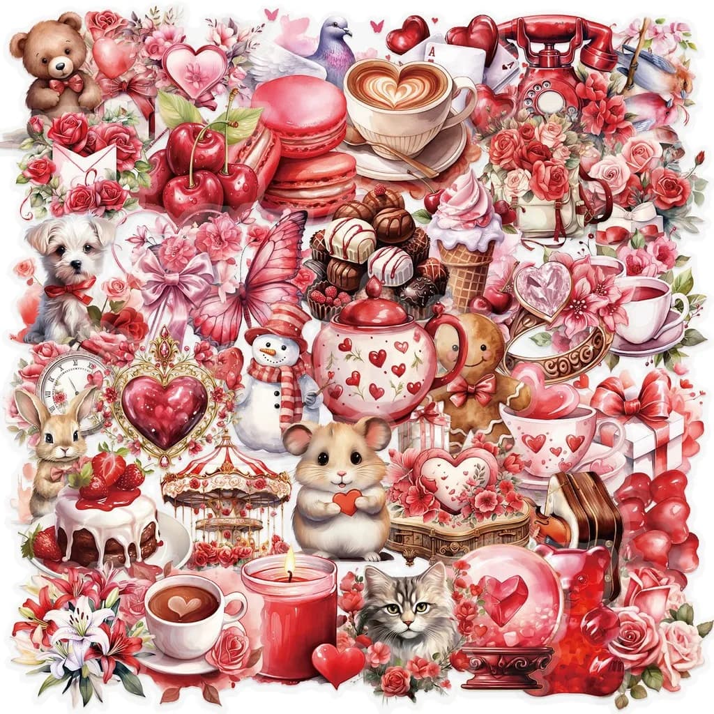 50 adesivi trasparenti per confessione d'amore in PET, decorazioni impermeabili per diario/chitarra/notebook