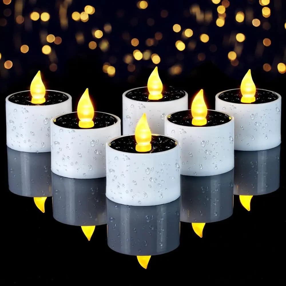 Candele LED Impermeabili da Esterno, Riutilizzabili per Giardino, Campeggio, Decorazioni per la Casa, 2,3x2, Confezione da 6