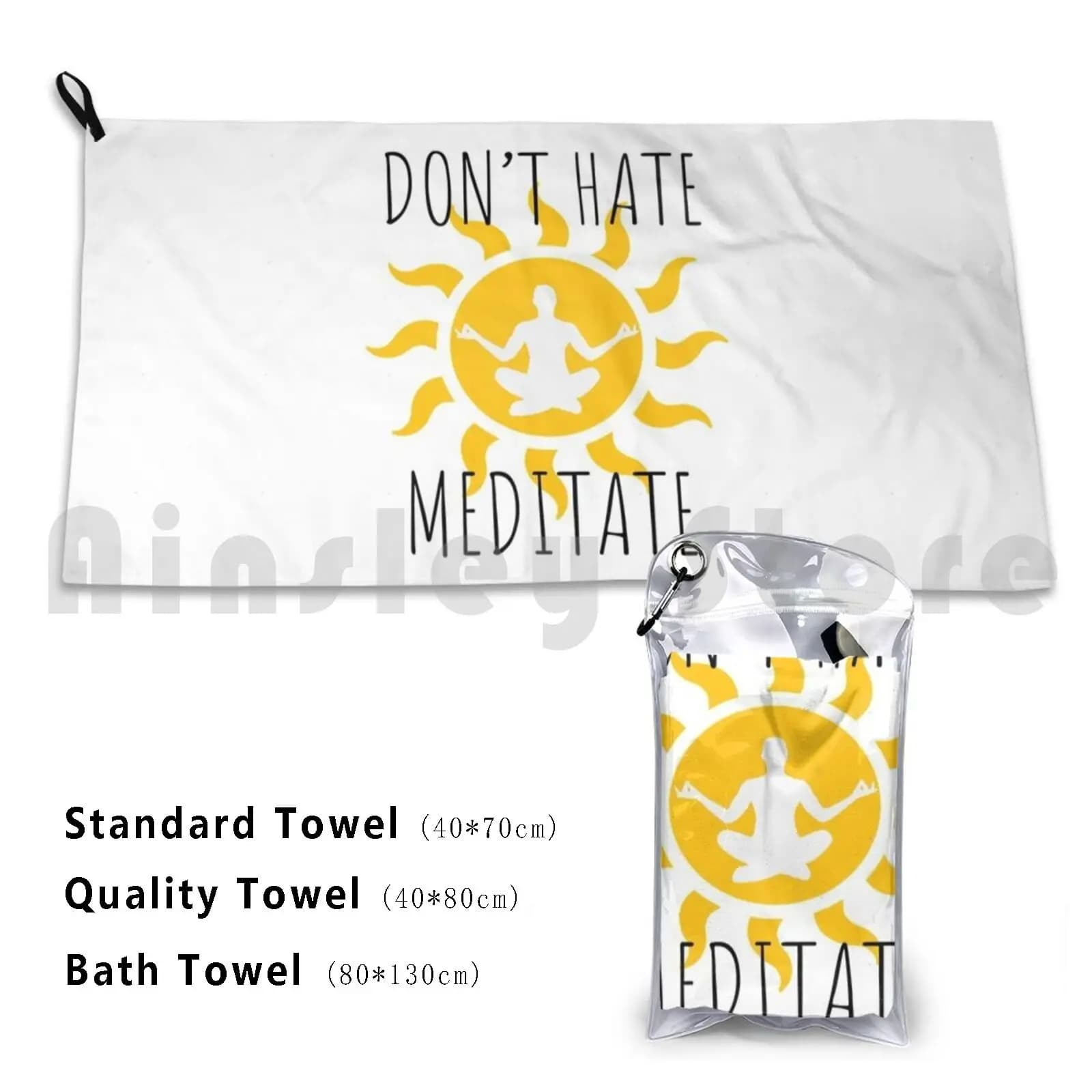Don't Hate , Meditate Bath Towel Beach Cushion Meditation Yoga Namaste Yoga Yoga Fitness Dont Hate Meditate Sun