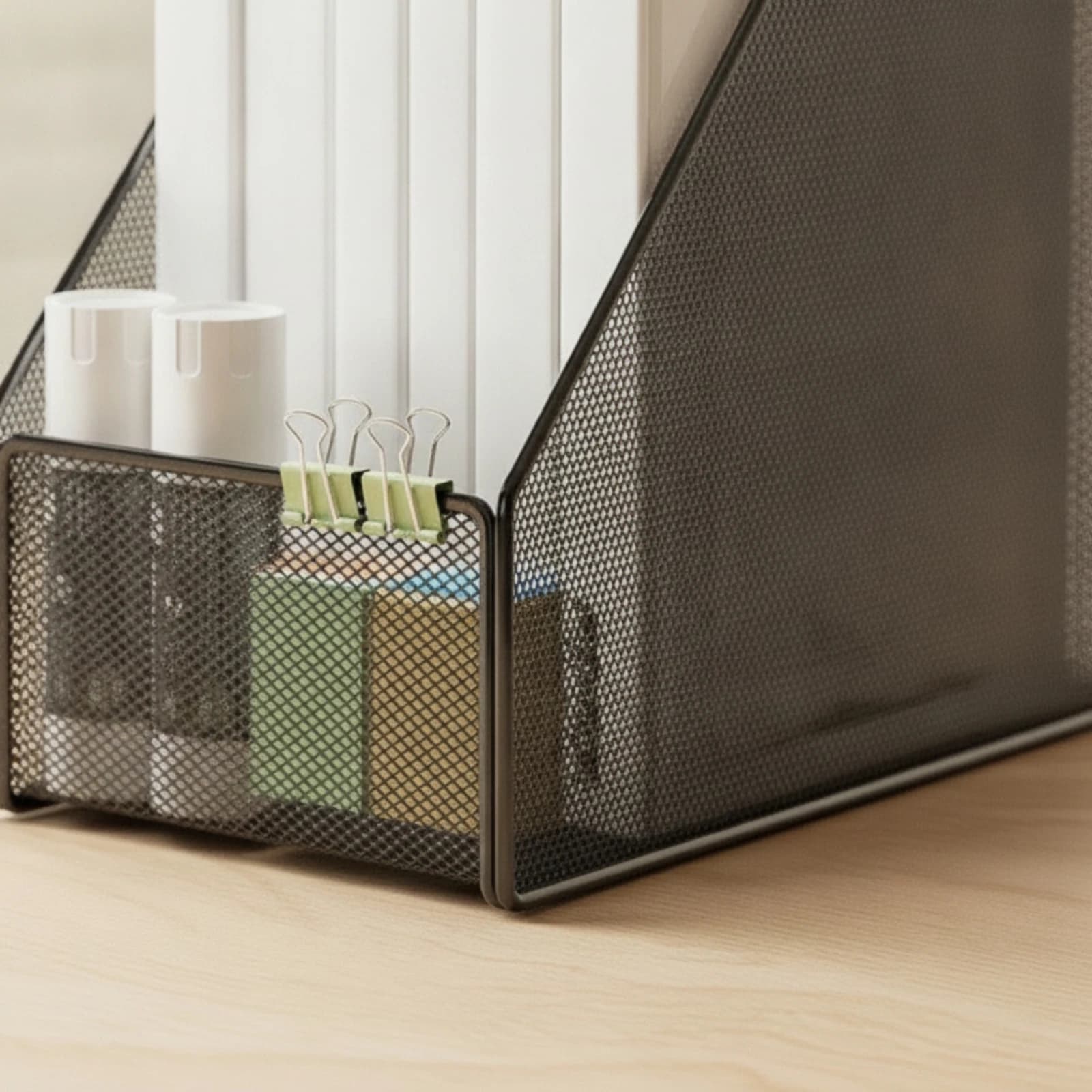 Vertical File Folder Holder Space-Saving Mesh File Holder for Professionals, Office