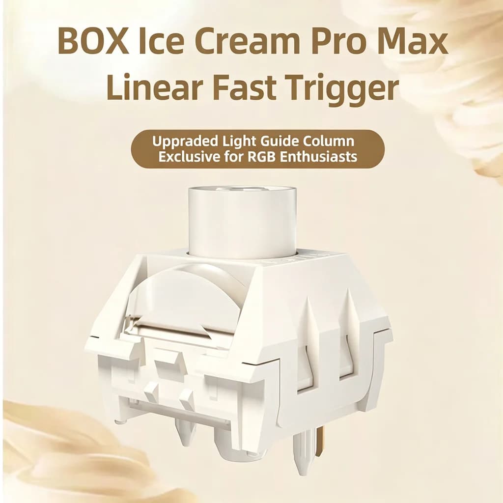 Switch Kailh Ice Cream Pro Max FULL POM a 5 pin, switch lineari con colonna di guida luce migliorata per tastiere RGB.
