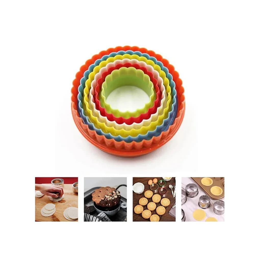 1 Set /6pcs Round Shape Cookie Cutter Biscuit 6 Sizes Together DIY Cake Mold Stamp Fondant Cake Kitchen Cooking Cookie Tools