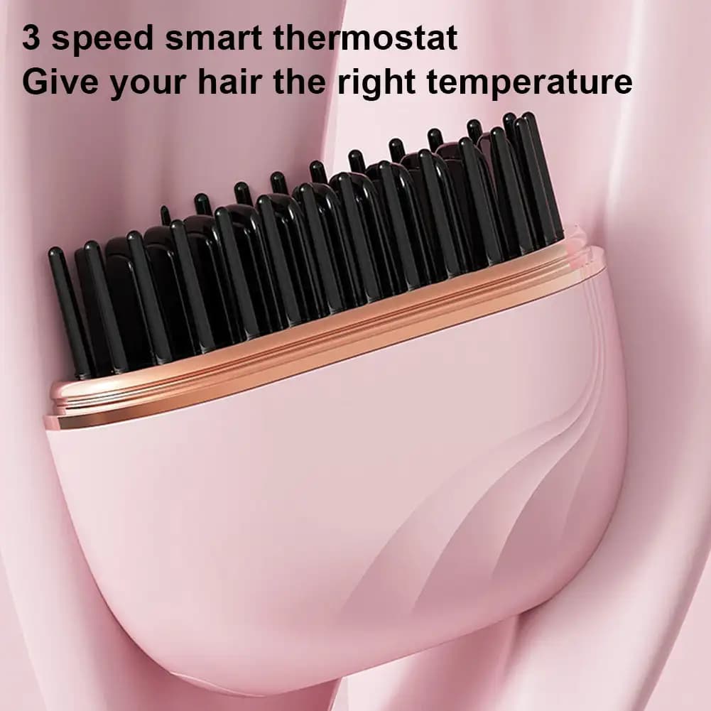 Pettine lisciante per capelli con ricarica wireless, stiracapelli, pettine per la cura e lo styling, per uso domestico, per styling a lunga durata e voluminoso
