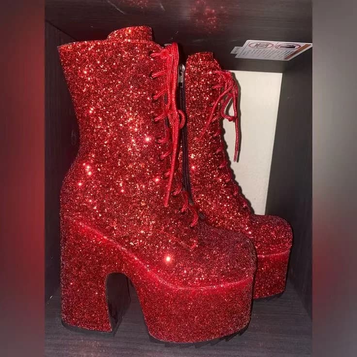 Retro Style Figure Patchwork Round Toe Knee-High Platform Women Boots Chunky High Heels Side Zipper Design Large Size Shoes