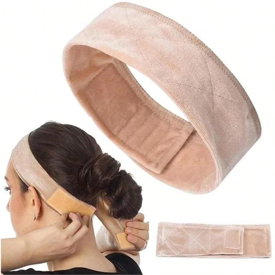 Fascia per capelli regolabile da donna, antiscivolo, in velluto, colore nude