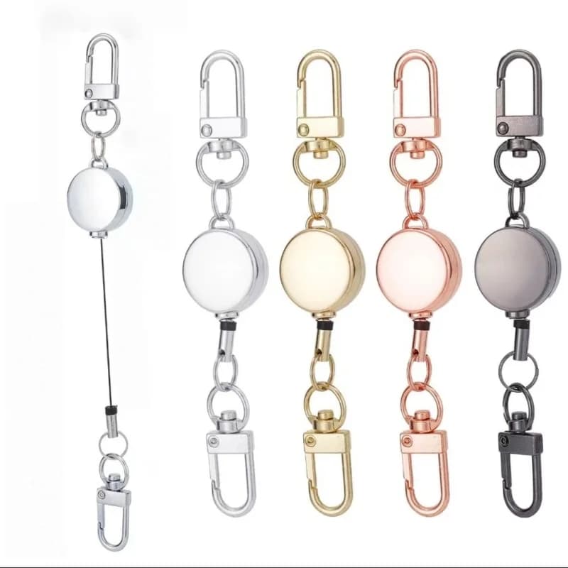 Portachiavi Retrattile Antifurto in Metallo con Corda Elastica e Fibbia Facile da Estrarre, Anello Portachiavi Sportivo Retrattile, Accessori per Infermieri