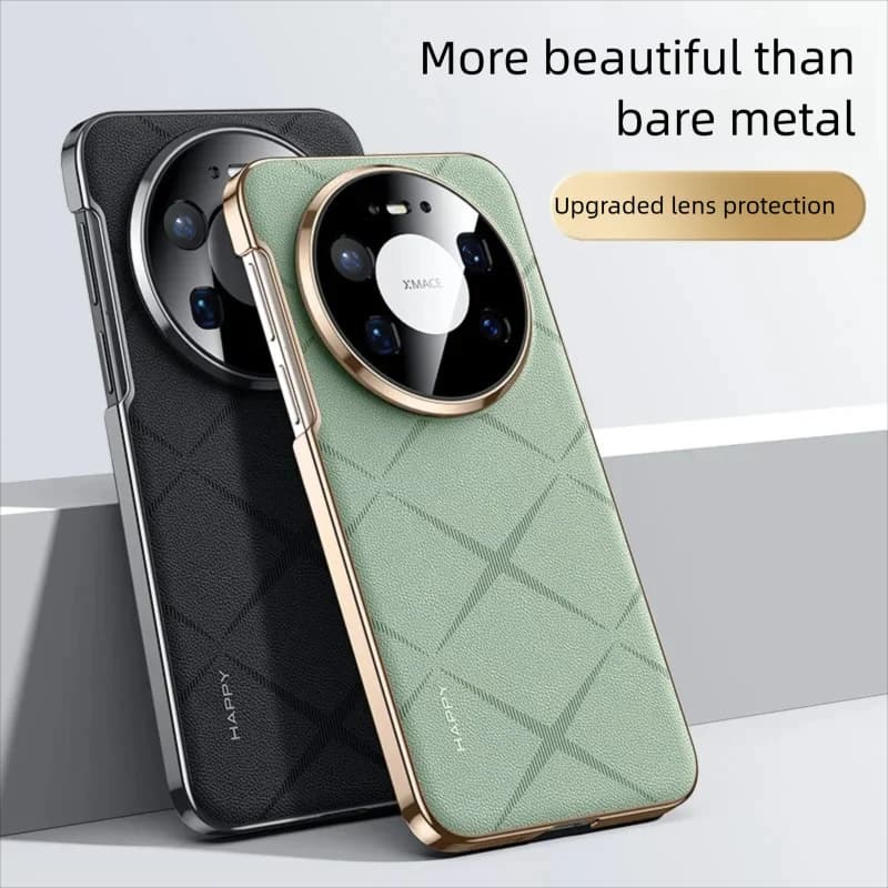 Custodia originale in pelle vegana tinta unita per Huawei Mate 60 RS 70 Pro + Plus 80 Pro Max Cornice placcata in ceramica con protezione per obiettivo fotocamera