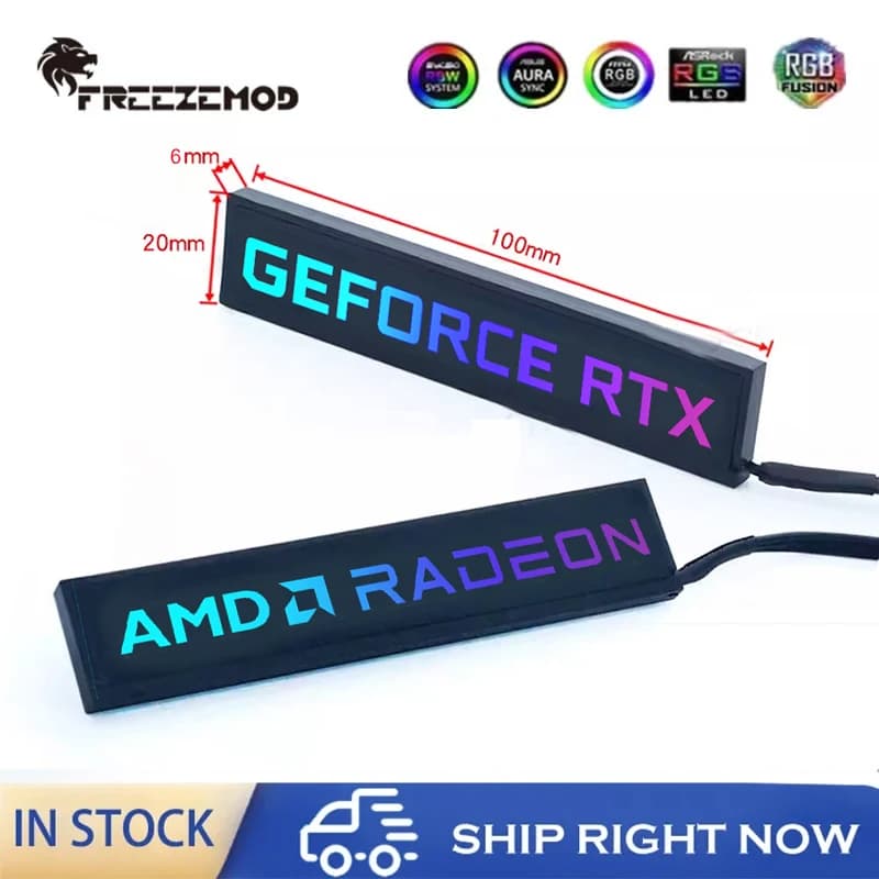 FREEZEMOD Pannello laterale GPU RGB Scheda video NVIDIA/AMD Scheda luminosa VGA Piastra Lampada di fede per la decorazione dell'armadio del PC AURA SYNC