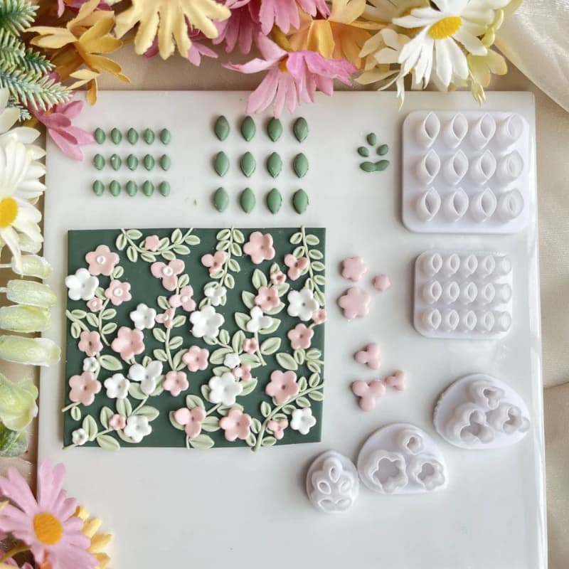 Stampo per ceramica morbida con fiori a foglia per gioielli in argilla polimerica fai da te, orecchini, adesivi per frigorifero, set di strumenti decorativi per regali