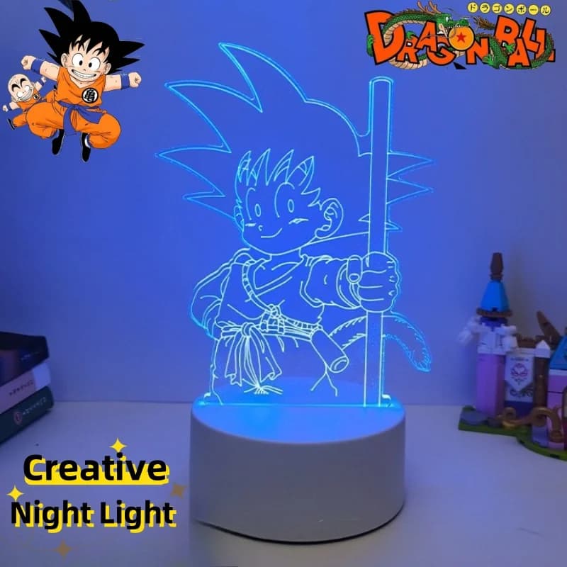Nuova luce notturna a forma di personaggio di Dragon Ball Son Goku, simpatica luce da comodino per dormitorio, camera da letto, luce d'atmosfera per il sonno, ornamento decorativo.