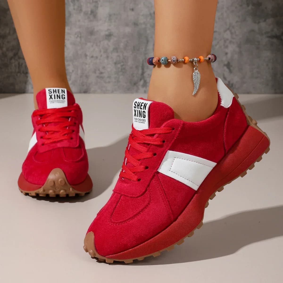 2026 New Women Sneakers Fashionable High-quality Luxury Lace-up Shoes Women Casual Versatile Thick-soled Running Sneakers Women
