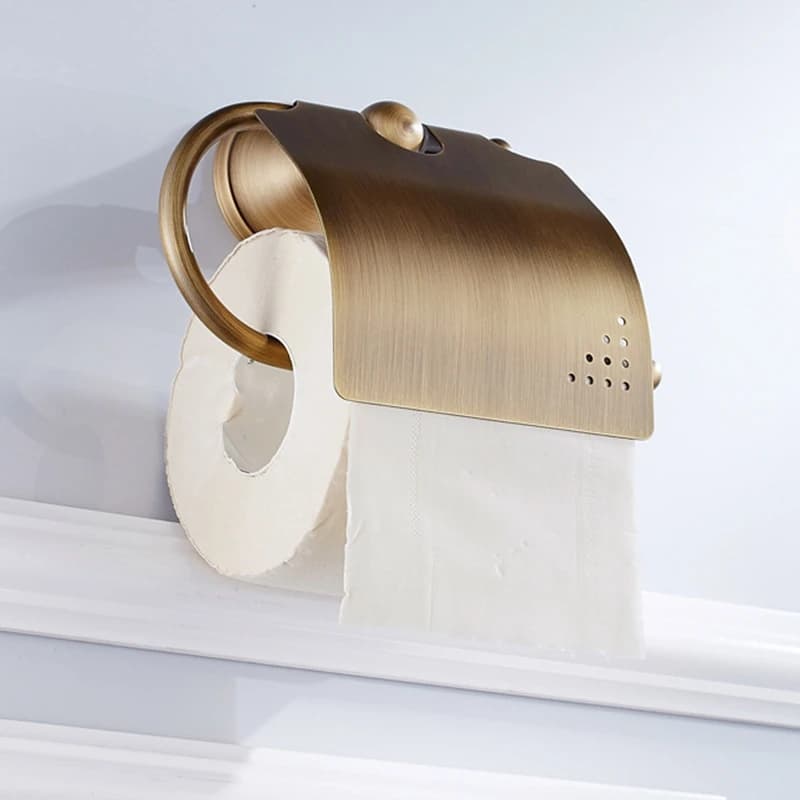 Accessori da Bagno in Stile Antico, Portarotolo per Carta Igienica in Ottone, Accessori per Lavabo da Parete