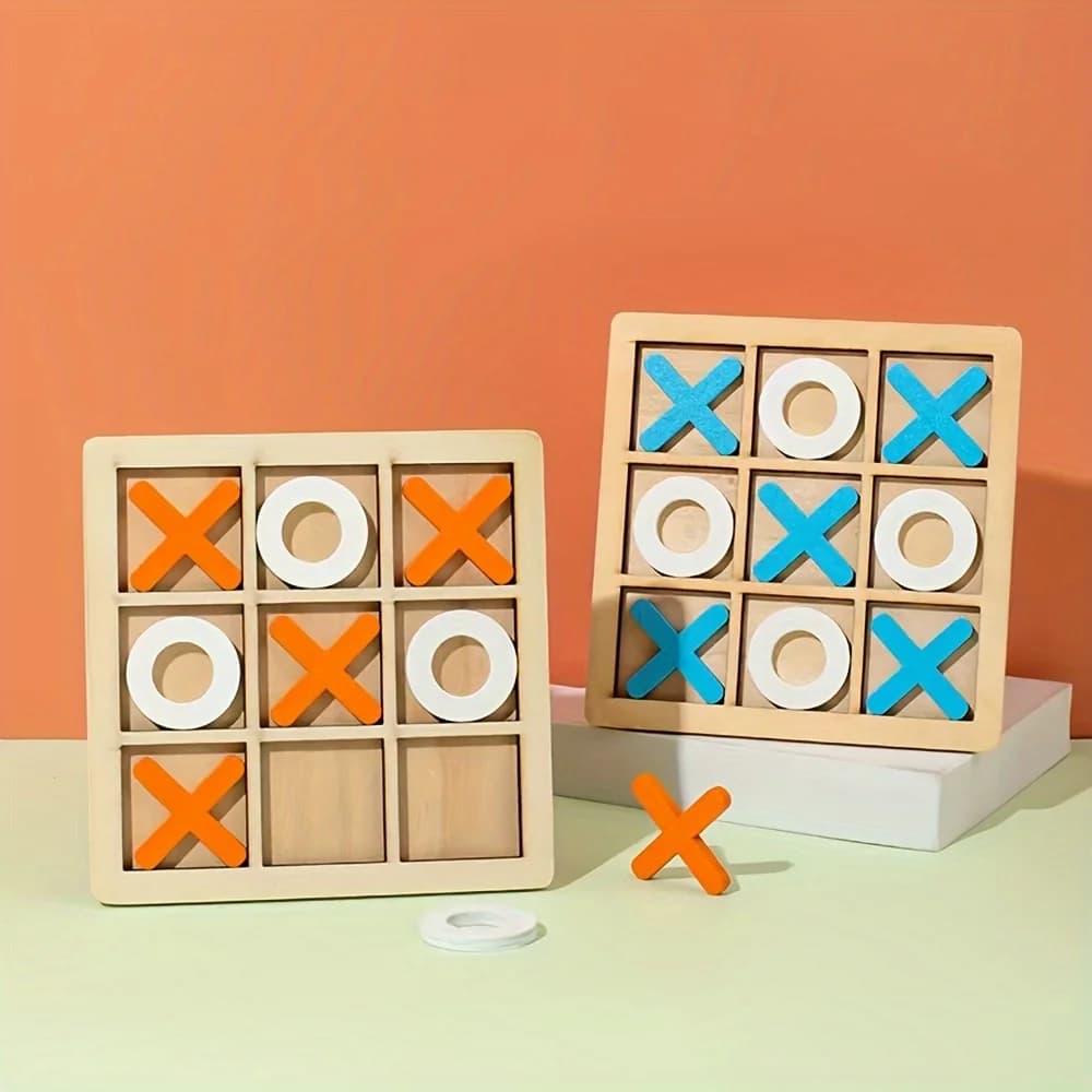 Set di scacchi tradizionale in legno per bambini e adulti - Gioco di puzzle XO Double Play per l'interazione genitore-figlio