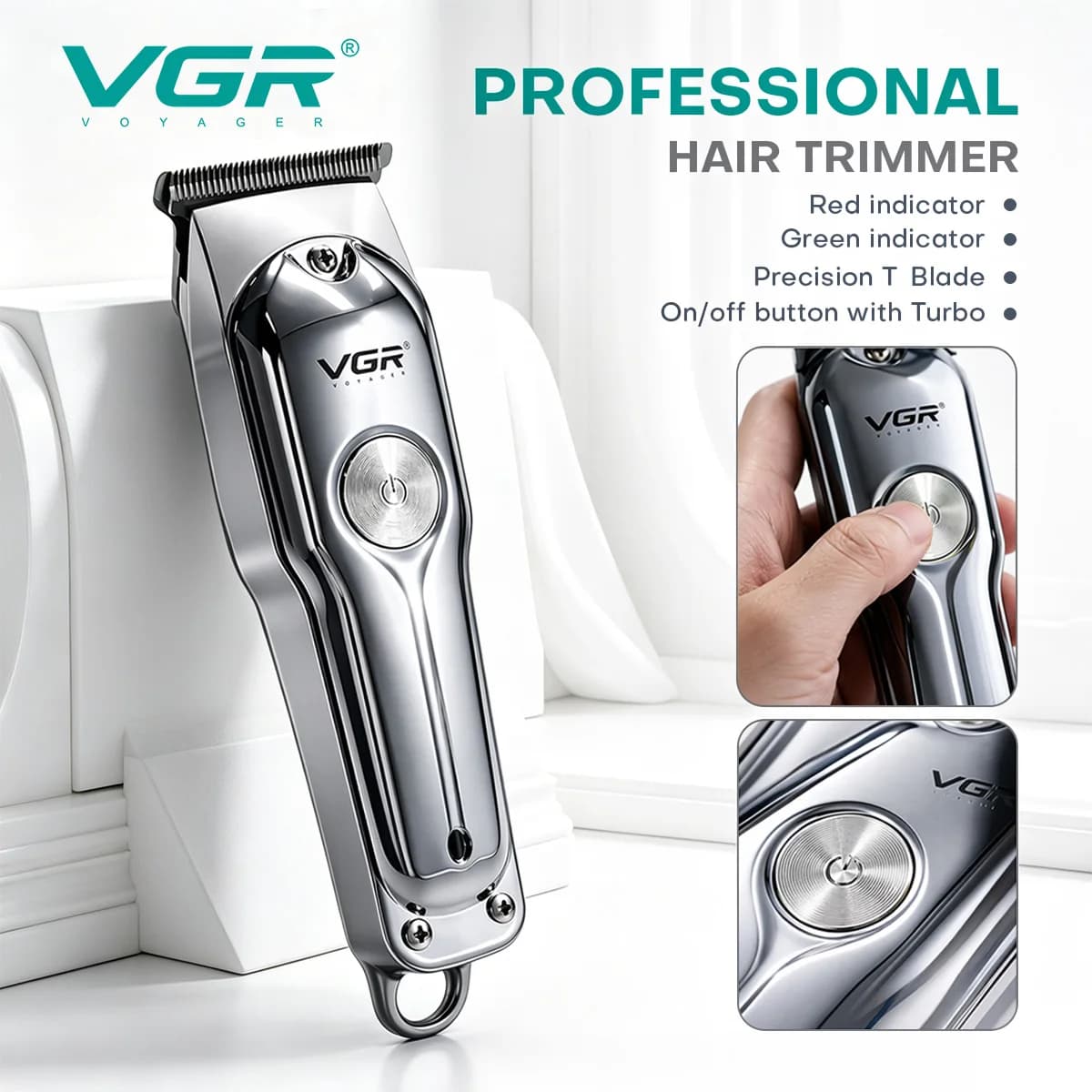 VGR Hair Trimmer Rechargeable Hair Cut Machine Electric Hair Clippers Zero Cutting Machine Portable Metal Trimmer for Men V-071
