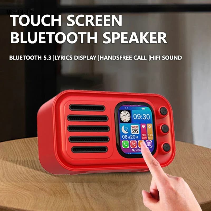 Mini Speaker Bluetooth Touch Screen Wireless Hifi TWS Soundbar Stereo FM Music Player with Alarm Clock Text Display