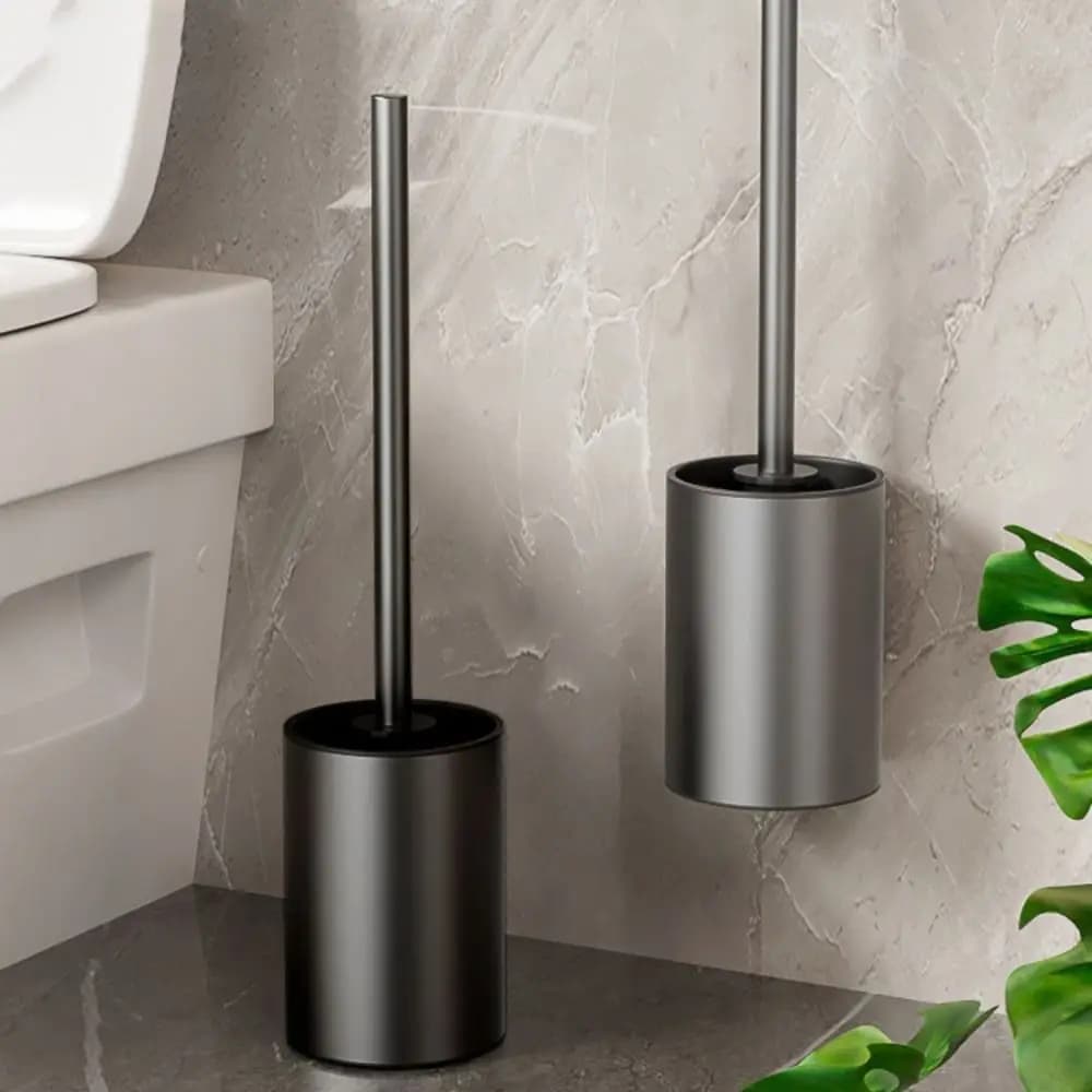 Portaspazzole per wc da bagno di moda portatile a parete in alluminio con manico lungo strumenti per la pulizia della toilette