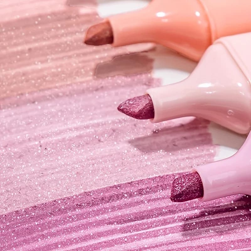 4 evidenziatori glitterati, larghezza della tratto regolabile, inchiostro ad asciugatura rapida e a prova di sbavature, perfetti per quaderni, agende e articoli artistici
