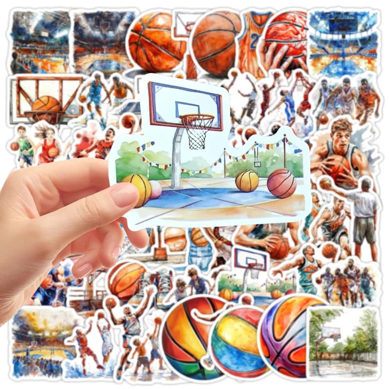 50 Pieces Basketball Theme Sports Stickers, Fashion Graffiti, Waterproof, Fa-da-Te Decorations for Notebook, Valigie, Borracce, Guitars