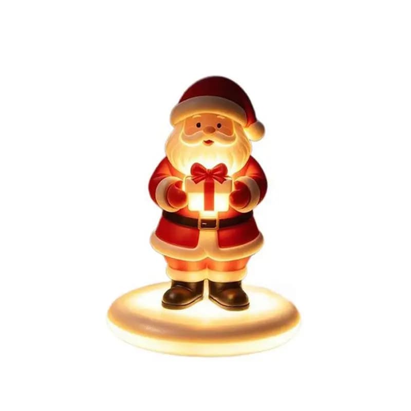 Hot Sale-Resin Light-Up Christmas Statue Decoration Santa Claus Pattern Craft Ornament Decorative Desktop Night Light With Base
